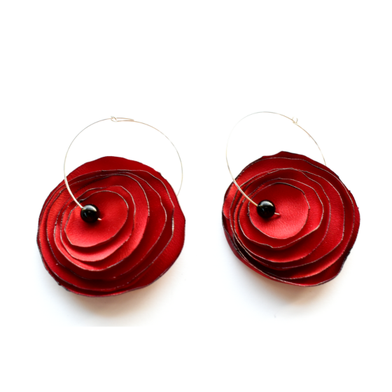 Satin fabric earrings in silver hook